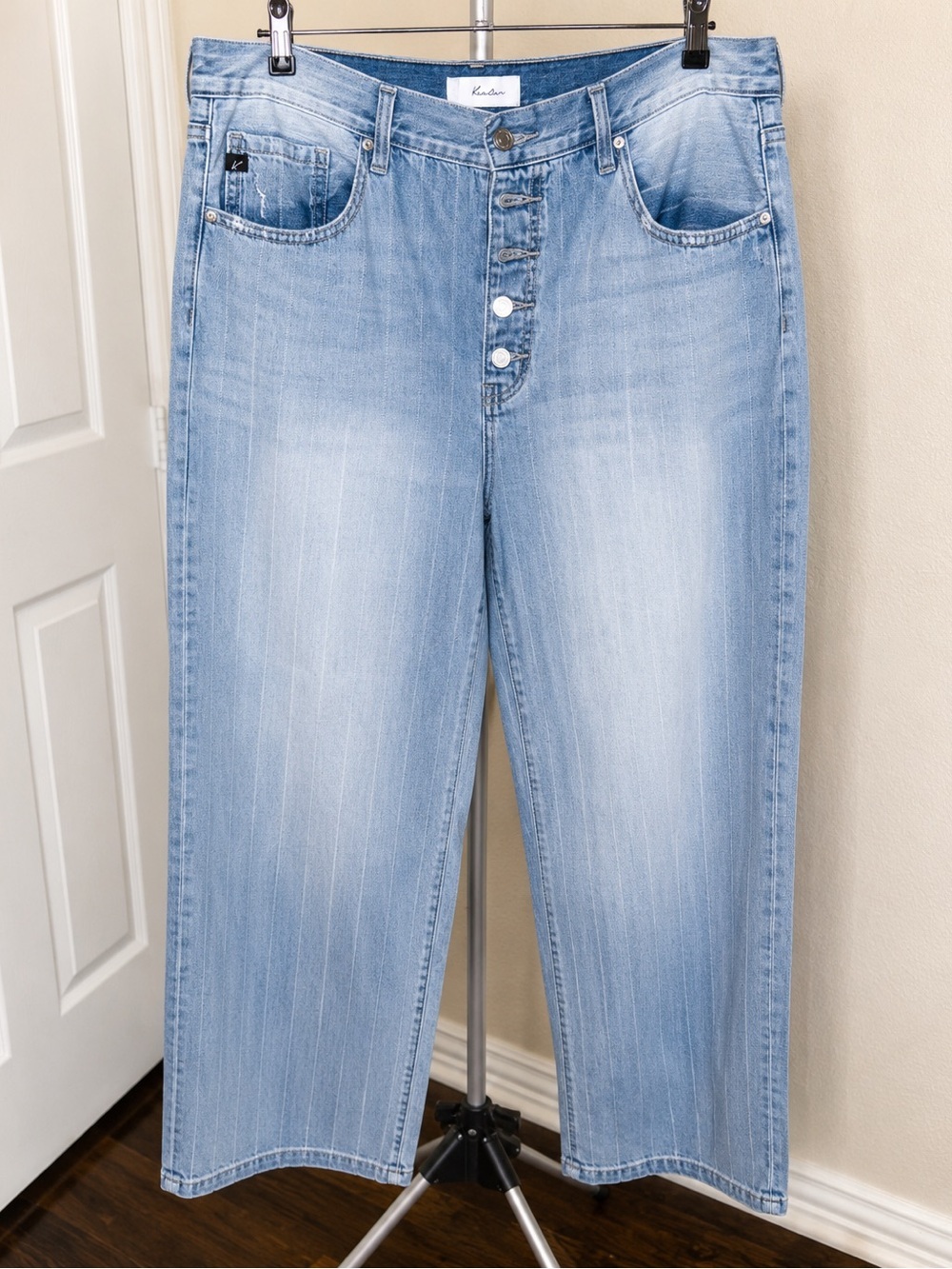 KanCan Light Blue Straight Leg Jeans with Button Front